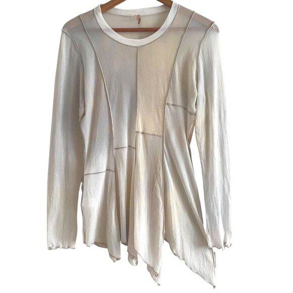 Y2K PETE Mesh Patchwork Tunic Top S Asymmetrical Sheer Fairy Grunge indie - Picture 2 of 13